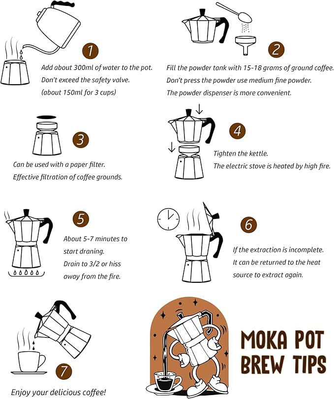 AGOGO Milano Moka pot, Stovetop Espresso maker, Greca Coffee Maker, Stovetop coffee maker and espresso maker percolator With Paper Filter 6 Cup Black