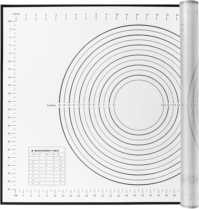 Yansumi Silicone Pastry Mat Extra Large Non-Slip Mat for Rolling Dough Pie Crust and Baking Non-Stick with Measurements (XL, 28"L x 20"W,Black)
