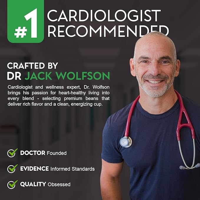 Cardiology Coffee – Decaf Coffee Beans – USDA Certified Organic, Mold Free 12oz Premium Whole Bean Coffee Medium Roast – Decaf Espresso Beans with Swiss Water Decaf and Antioxidant Benefits – Heart Healthy Lifestyle