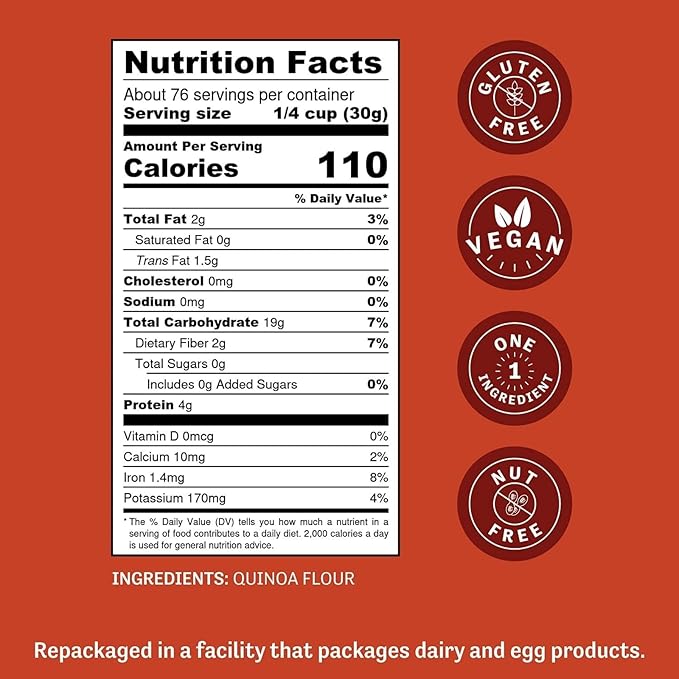 Judee's Quinoa Flour 5 lb - Made In USA, Non-GMO, Vegan - Great for Making Pancakes, Muffins, Pie Crusts, Quiches, and Breads - Made in a Dedicated Gluten-Free Facility