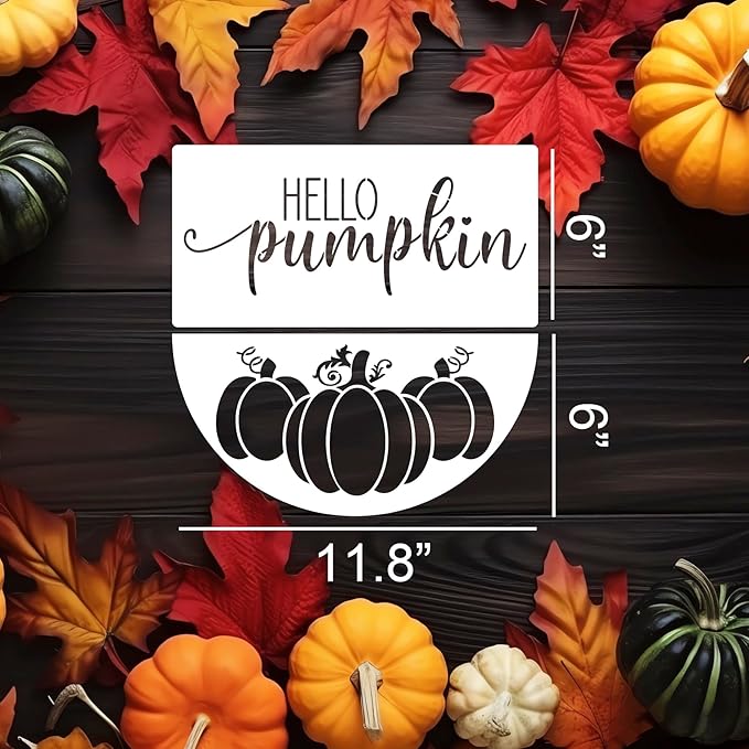 Fall Stencils for Painting on Wood Thanksgiving Stencils Autumn Hello Pumpkin Happy Harvest Stencil for Door Mats Fabrics Porch Hanger Decor
