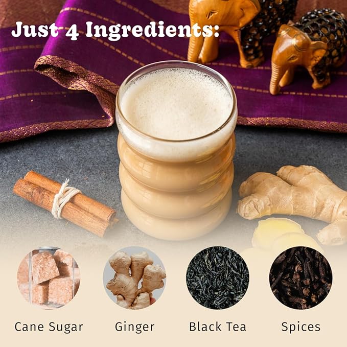 Bhakti Chai Tea Concentrate | Original, Organic Fresh Ginger, Black Tea, Sweetened, Spiced, Dairy-Free, Vegan, 32oz