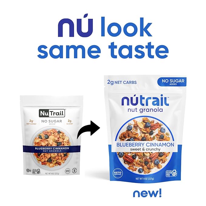 NuTrail Nut Granola, Variety Pack, No Sugar Added, Gluten Free, Grain Free, Keto, Low Carb, Healthy Breakfast Cereal 8 oz. 6 Count