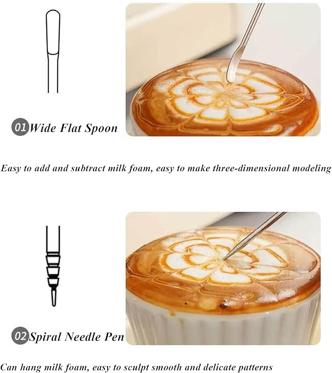 3 PCS Latte Art Pen - Cinnamon Pen for Barista Espresso Coffee Latte Art Tools - Stainless Steel Silver, LXLVOUEG