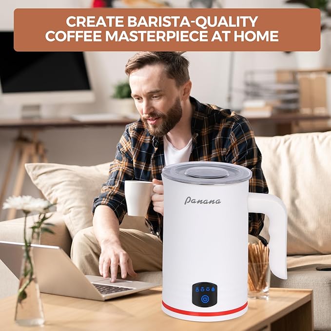 Electric Milk Frother, 4 in 1 Milk Steamer, 14.5oz/430ml Automatic Warm and Cold Foam Maker for Coffee,Latte, Cappuccino, Macchiato, Hot Chocolate (White)