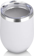 DOMICARE Stainless Steel Wine Tumbler Bulk with Lid, Personalized White Insulated Tumblers Set, 12oz Travel Coffee Cups Pack of 1