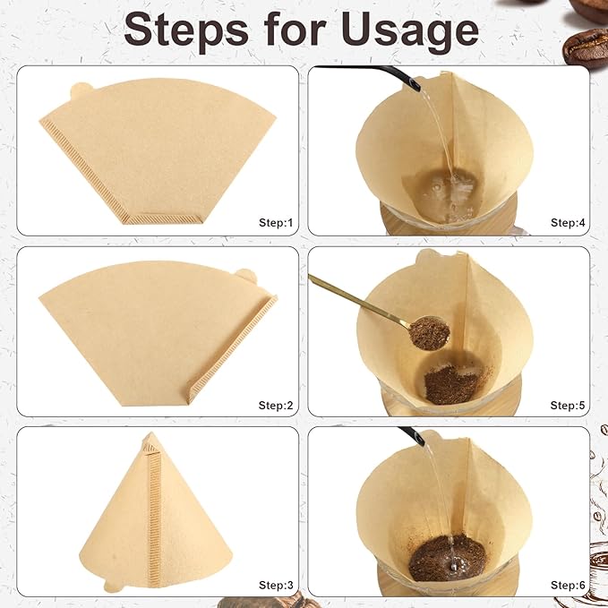 #4 Cone Coffee Filters 8-12 Cups, Disposable Natural Coffee Filters 4 Cone Paper Unbleached 4 Filters Paper Compatible with Ninja, Drip and Pour Over Coffee Maker, 120 Count