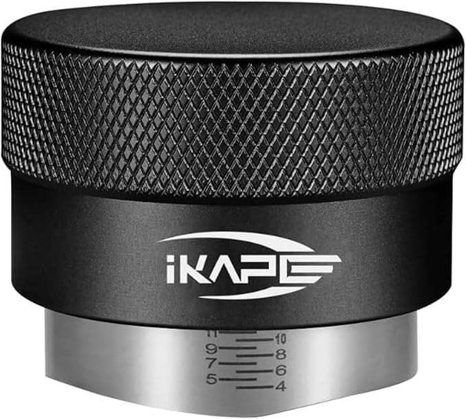 IKAPE Coffee Products, 51MM Coffee Distributor, Gravity Adaptive Espresso Distributor Fits All 51MM Espresso Portafilter, Compatible with 51MM Delonghi Bottomless Portafilter (Black)
