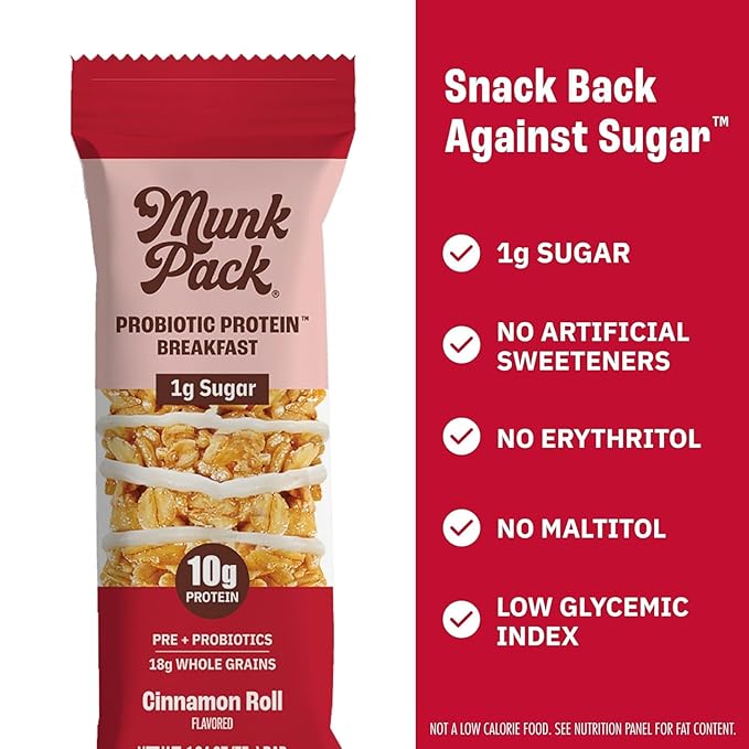 Munk Pack Sampler Pack Probiotic Protein Snack Bars | 10g Plant Protein, 1g Sugar, 6g Fiber |Diabetic-Friendly Ideal Breakfast Bars - On-the-Go Snacks, Gluten-Free, Non-GMO | 5 Count
