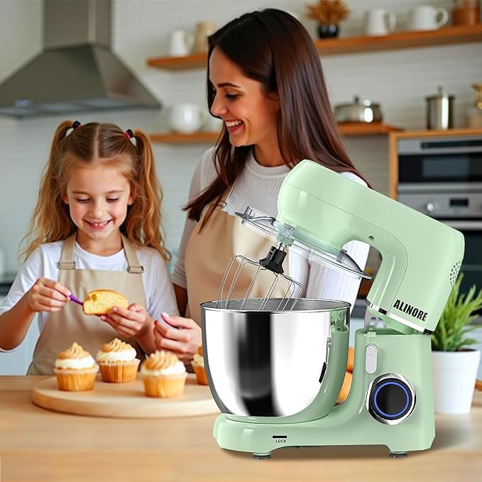 Stand Mixer, 6.5QT 660W 10-Speed Tilt-Head Electric Kitchen Stand Mixer, Food Mixer with Dishwasher-Safe Dough Hook, Egg Whisk, Flat Beater for Baking, Cake and Most Home Cooks (Green)