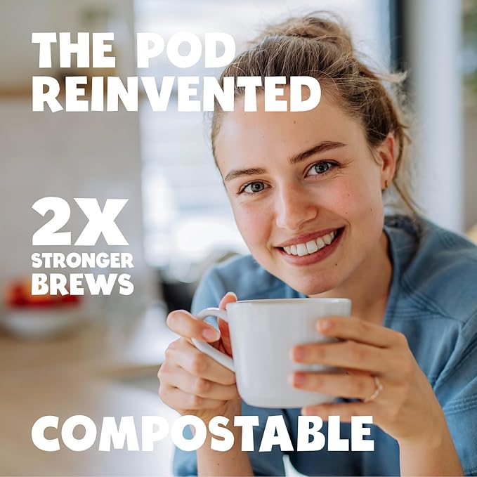BestCUP Compostable Coffee Pods for Keurig: 16CT Extra Strong Medium Roast Coffee K Cups - Bold Rich With Notes of Chocolate | Compatible With 1.0 Brewers | Plastic-Free | Single-Serve | 16g Arabica
