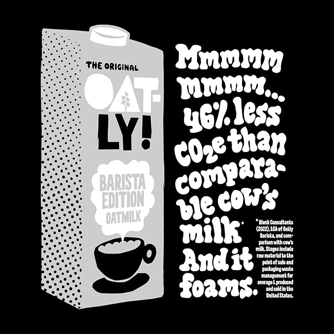 Oatly Barista Edition Oat Milk - Crafted for Coffee | Dairy-Free, Plant-Based, Shelf-Stable Milk that makes Perfect Foam (32 oz, 12-pack)