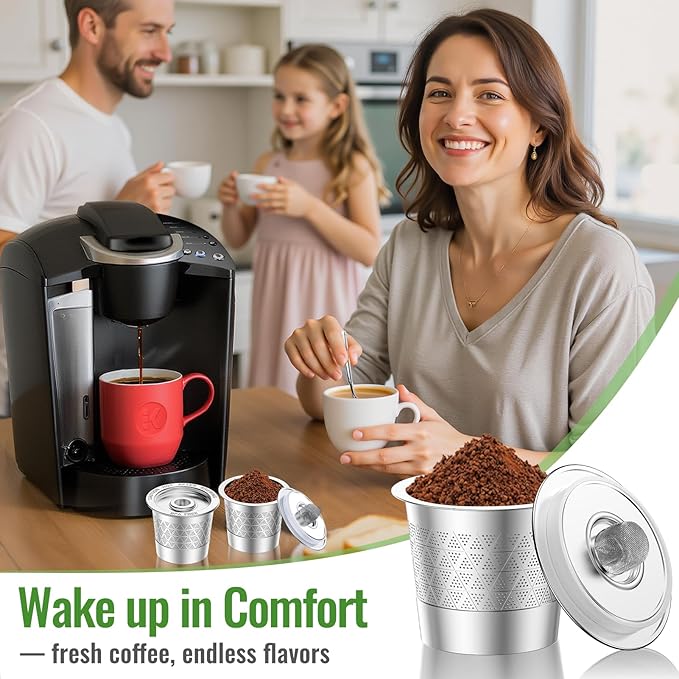 CAPMESSO Reusable K Cups for Keurig 1.0: Stainless Steel Reusable Coffee Pods - Dual-Mesh Refillable Coffee Filter for Richer Coffee NO Grit - for Keurig Coffee Maker K-Express K-Elite K-Mini (1 Pack)