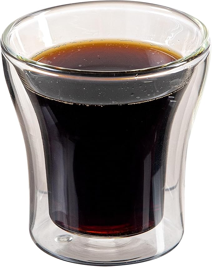 Restaurantware-Forma Professional 3.4 oz Double Wall Shot Glasses, 2 Insulated Espresso Cups - Dishwashable, Reusable, Clear Glass Coffee Cups, Freezable, For Hot Or Cold Beverages