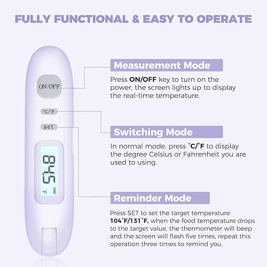 Meat Thermometer Digital - Instant Read Food Thermometer for Cooking Grilling Air Fryer Griddle Probe Kitchen Gadgets Essentials BBQ Grill Smoker Oil Fry Candy Turkey Instant Read Thermometer