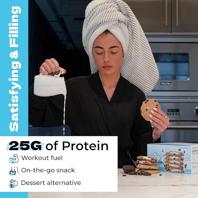 My Cookie Dealer Protein Cookies, Milk & Cookies (6-Pack, 3.8oz Each) - 25g of Protein per Cookie - Individually Wrapped Workout Snacks for On-The-Go Travel