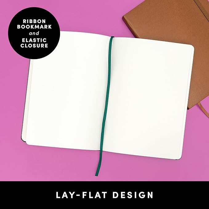 PAPERAGE Blank Journal Notebook, (Green), 160 Pages, Medium 5.6 in x 8 in - 100 GSM Thick Paper – Hardcover Journaling Notebook for Work, School, Note Taking or Sketching