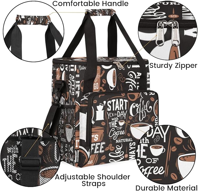 cfpolar Coffee Maker Storage Bag, Waterproof Travel Carrying Storage Tote Bag Organizer Case, Compatible with K-Mini or K-Mini Plus, And Suitable for Other Accessories， With Pockets for K-Cup Pods