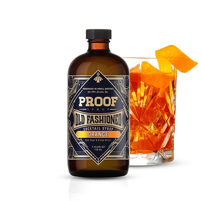 Proof Syrup - Old Fashioned Cocktail Mix - Made with Real Bitters & Cane Sugar - Orange Flavor - Fast, Easy, Delicious, Handcrafted Cocktail Syrup - 4oz