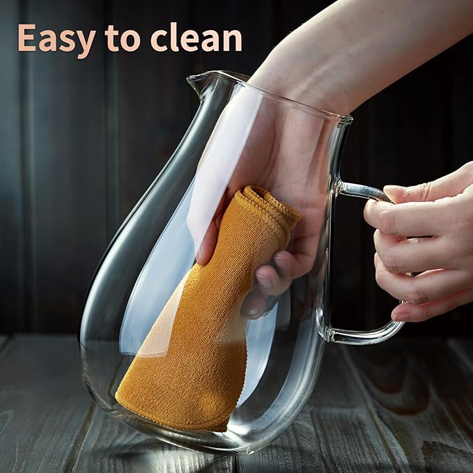 68OZ Glass Pitcher with Lid and Spout, Water Jug, 2000ML Carafe for Hot/Cold Water, Large Iced Tea Pitcher for Coffee, Juice and Homemade Beverage