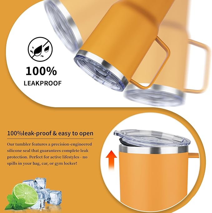20oz Insulated Tumbler with Handle Stainless Steel Travel Coffee Mug with Lid and Straw Double Wall Vacuum Leak-proof Reusable Thermal Water Cup for Hot and Cold Drinks (Multicolor-5,4 Pack)