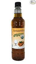 Joe’s Syrup Organic Flavored Syrup, Organic Amaretto, 750 ml (3 Pack)