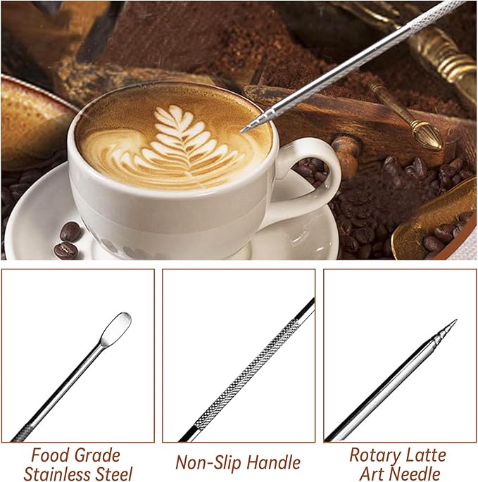 53mm Espresso Tamper Set, 22Pcs Espresso Accessories Kit, Spring Loaded Calibrated Espresso Tamper with WDT Tool, Tamper Mat, Coffee Stirrer, Frothing Pitcher, Latte Art Pen and 16 Decorative Stencils