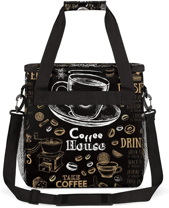 cfpolar Coffee Maker Storage Bag, Waterproof Travel Carrying Storage Tote Bag Organizer Case, Compatible with K-Mini or K-Mini Plus, And Suitable for Other Accessories， With Pockets for K-Cup Pods
