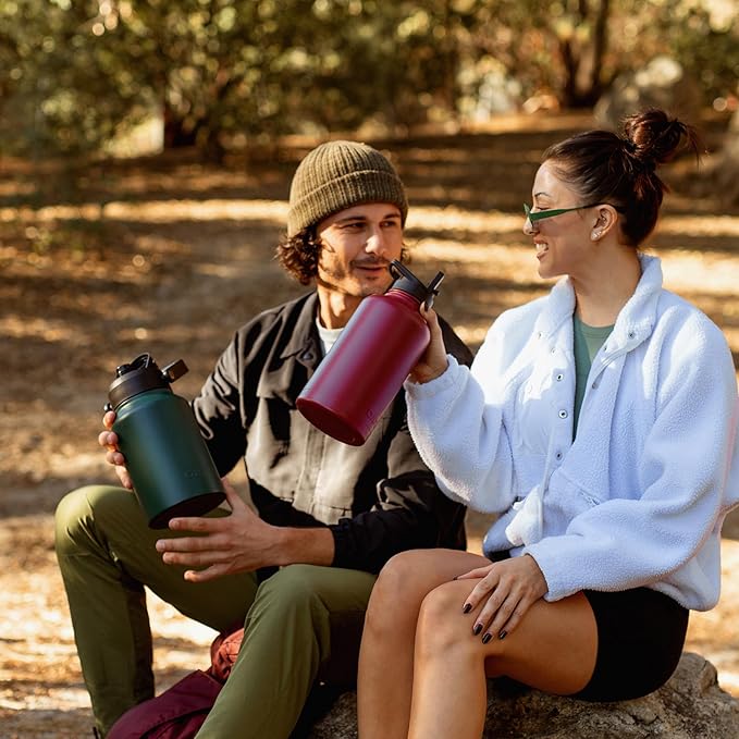 BJPKPK 87oz Insulated Water Bottle, Dishwasher Safe 2/3 Gallon Water Bottle with Ergonomic Handle, BPA Free Leak Proof Water Jug, Stainless Steel Metal Water Bottle with Anti-slip Bottom,Marshmallow