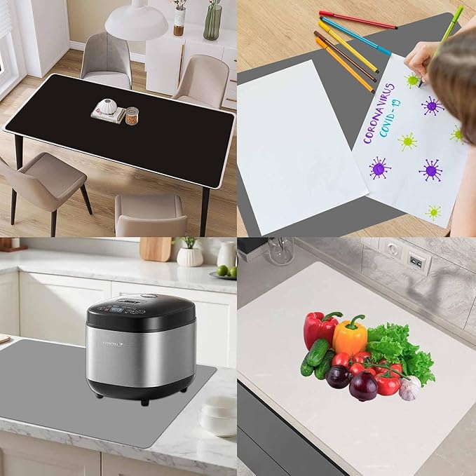 78.7" x 15.7" Large Silicone Mats for Kitchen Counter, Large Heat Resistant Countertop Protector Mat, Non-Slip Waterproof Craft Mat, Semitransparent