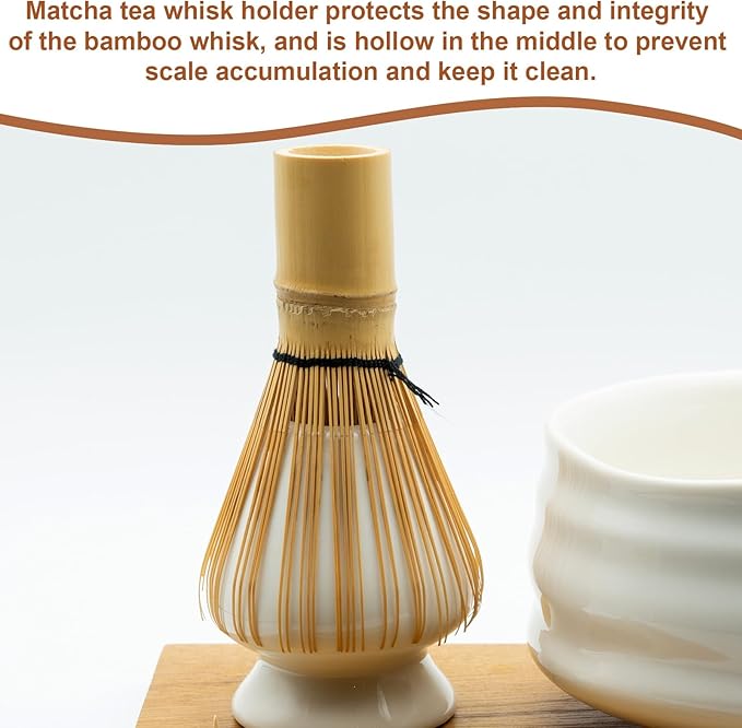 HARFINGTON Ceramic Chasen Stand 70mm Matcha Whisk Holder Teas Set Whisks Stand Traditional Matcha Tea Chasen Holder Tea Set Accessories for Tea Tasting, Dark Cyan
