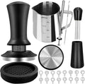 53mm Espresso Hand Tamper, 22 PCS Coffee Tamper Set, Espresso Accessories with 53mm Espresso Tamper, WDT Tool, Frothing Pitcher, Latte Art Pen, Coffee Stirrer, Tamper Mat, 16 Coffee Stencils