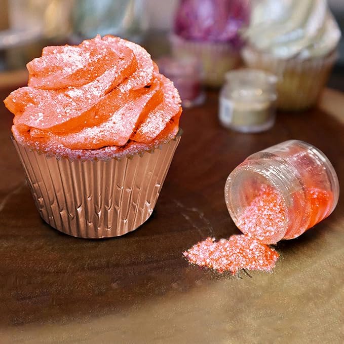 BAKELL Peach Edible Glitter, 25 Grams | TINKER DUST Edible Glitter | KOSHER Certified | 100% Edible Glitter | Cakes, Cupcakes, Cake Pops, Drinks, Dessert Vegan Glitter & Dusts (25g, Peach)