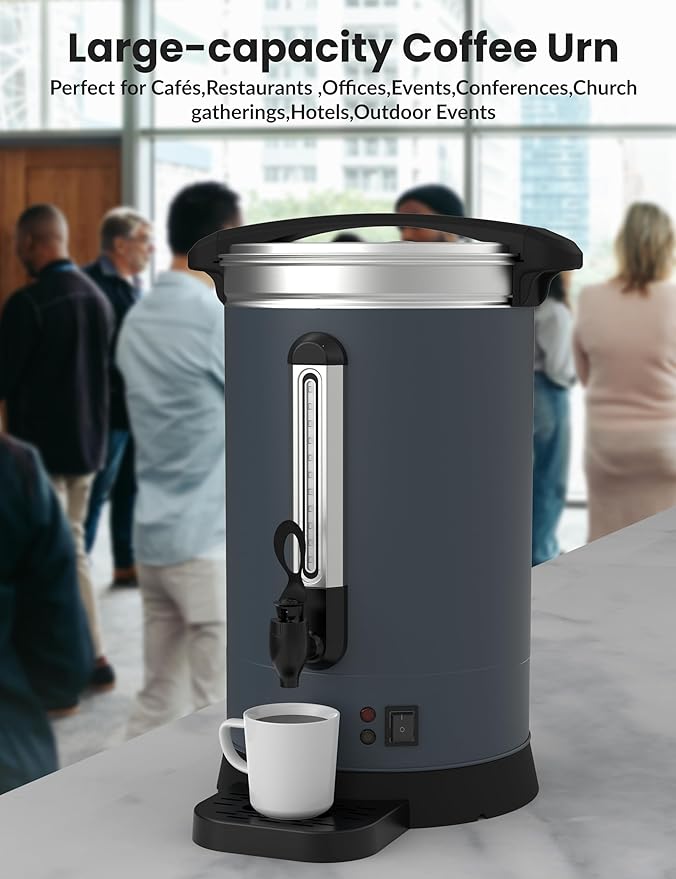 90 Cups Coffee Urn,14L Gallon Double Wall Commerical Coffee Maker for Buffet Catering Wedding Gathering,Large Capacity Hot Coffee Dispenser,Stainless Steel Hot Water Urn