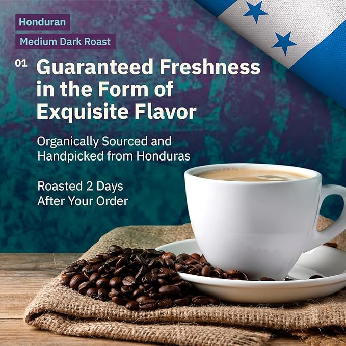 Kochere Honduran Marcala Specialty Whole Bean Coffee – 2LB Medium Roast – Freshly Roasted to Order – Single Origin, Farm Direct, Rich Flavored Coffee Beans – Caramel & Brown Sugar Notes
