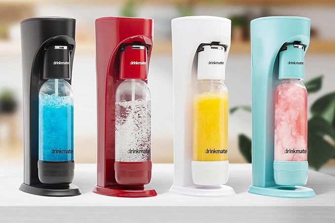 Drinkmate OmniFizz Sparkling Water and Soda Maker, Carbonates Any Drink, Bubble Up Bundle - Includes Two 60L CO2 Cylinders, One Carbonation Bottle, and Fizz Infuser (Classic White)
