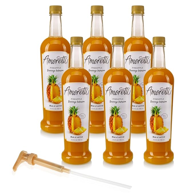 Amoretti - Pineapple Beverage Infusion - Drink Mix & Water Enhancer with Pump for Flavoring Cocktails, Waters, Teas, and other Beverages, Preservative Free