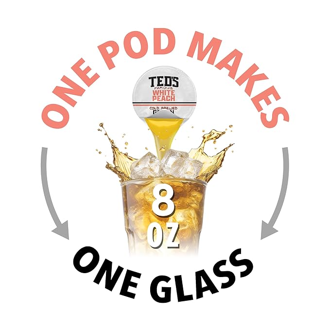 Ted's Tea by Java House - Single Serve Liquid Concentrate Pods - Peel and Pour - White Peach Green Tea - Pack of 12