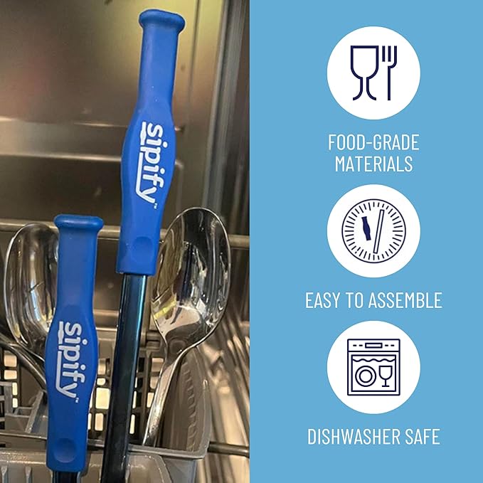 Flow-Limiting Dysphagia Straw for Safe Drinking | Adaptive Drinking Aids for Elderly & Dysphagia Patients | Reusable Stainless Steel Straw with Soft Silicone Tip | Dishwasher Safe | 2 Pack