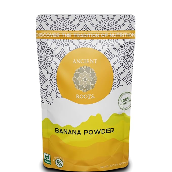 Ancient Roots Banana Powder - 100% Pure & Natural, Non-GMO, Gluten-Free, No Sugar Added, 10.5 ounces (75 servings)