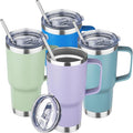 20 oz Tumbler with Handle Stainless Steel Insulated Coffee Mug Tumbler with Lid and Straw Double Wall Vacuum Insulated Coffee Mug Leak Proof Travel Mug Tumbler for Hot and Cold Drink (Mix Color-3)