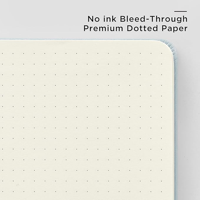 &And Per Se Dotted Journal Notebook, A5 Hardcover Leather Bullet Dotted Journal, 160 Pages 100 gsm Thick Dotted Paper，3 Sheets of Stickers Included - 5.7'' x 8'' (Turquoise)