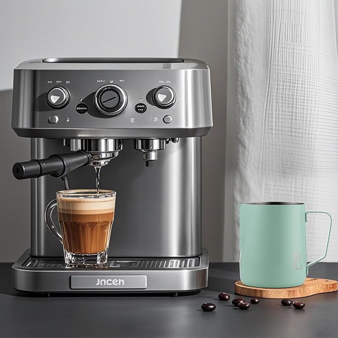 Milk Frothing Pitcher - 600ml/20oz Milk Frother Cup Espresso Steaming Pitcher for Barista, Bincoo SUS304 Stainless Steel Espresso Steaming Pitchers for Latte Art/Cappuccino/Coffee/Milk (Green-600ml)