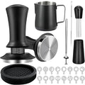 Gmnuiy22 PCS 51mm Coffee Tamper ，Espresso Accessories，Barista Kit with Espresso Tamper ，Frothing Pitcher，WDT Tool，Coffee Stirrer，Tamper Mat ，Coffee Stencils ， Latte Art Pen