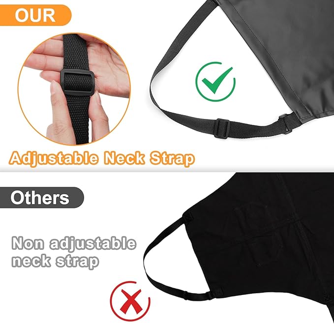 Gotega 6 Pack Waterproof Rubber Vinyl Apron 40 Inch Chef Aprons for Men Heavy Duty Chemical Work Apron Extra Long Grilling Aprons with Adjustable Bib Apron for Dishwashing Lab Butcher Black