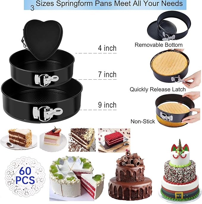 Cake Decorating Kits 567 PCS Baking Set with Springform Pans Set, Rotating Turntable, Decorating Tools, Cake Baking Supplies for Beginners and Cake Lovers
