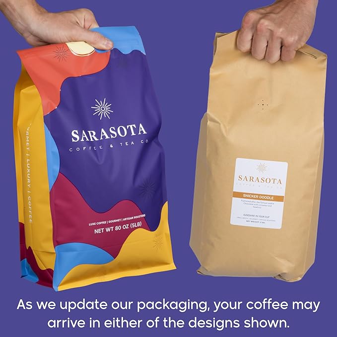 Sarasota Coffee Ground Snickerdoodle Sugar Cookie | Medium Roast Gourmet Flavored Coffee Grounds | Low Acid, Mold Free, Specialty Grade Flavored Bulk Ground | 5lb (80 oz)