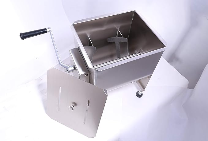 CMI Commercial Stainless Steel Manual Meat Mixers with Lid,40Lb/20L Tank,(Mixing Maximum 30-Pound for Meat),Sausage Mixer Machine Meat Processing Equipment With Gear