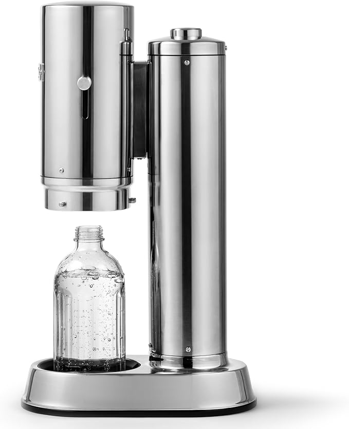 Aarke Carbonator Pro, Sparkling & Carbonation Water Machine, Stainless Steel with Glass Reusable Bottle Volume 800 mL/27 fl oz (Stainless Steel)