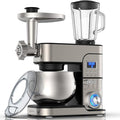 6-IN-1 Stand Mixer, LCD Display Kitchen Electric Mixer, 6.5QT Stainless Steel Bowl, Multi-Function Kitchen Blender With Dough Hook, Whisk, Beater, Meat Grinder, Splash Guard